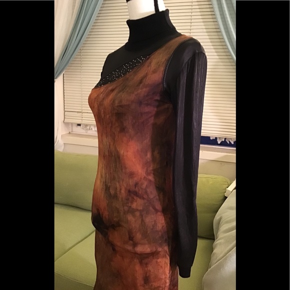 Cinema Donna brown/black dress, strings on sleeves - Picture 3 of 7